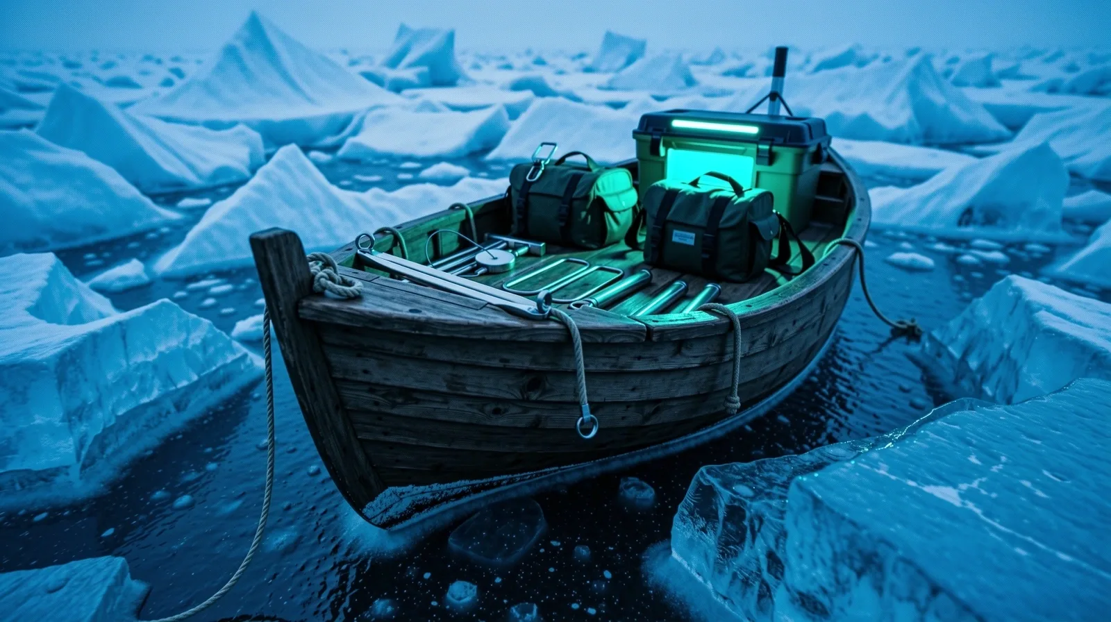 Frozen arctic ship